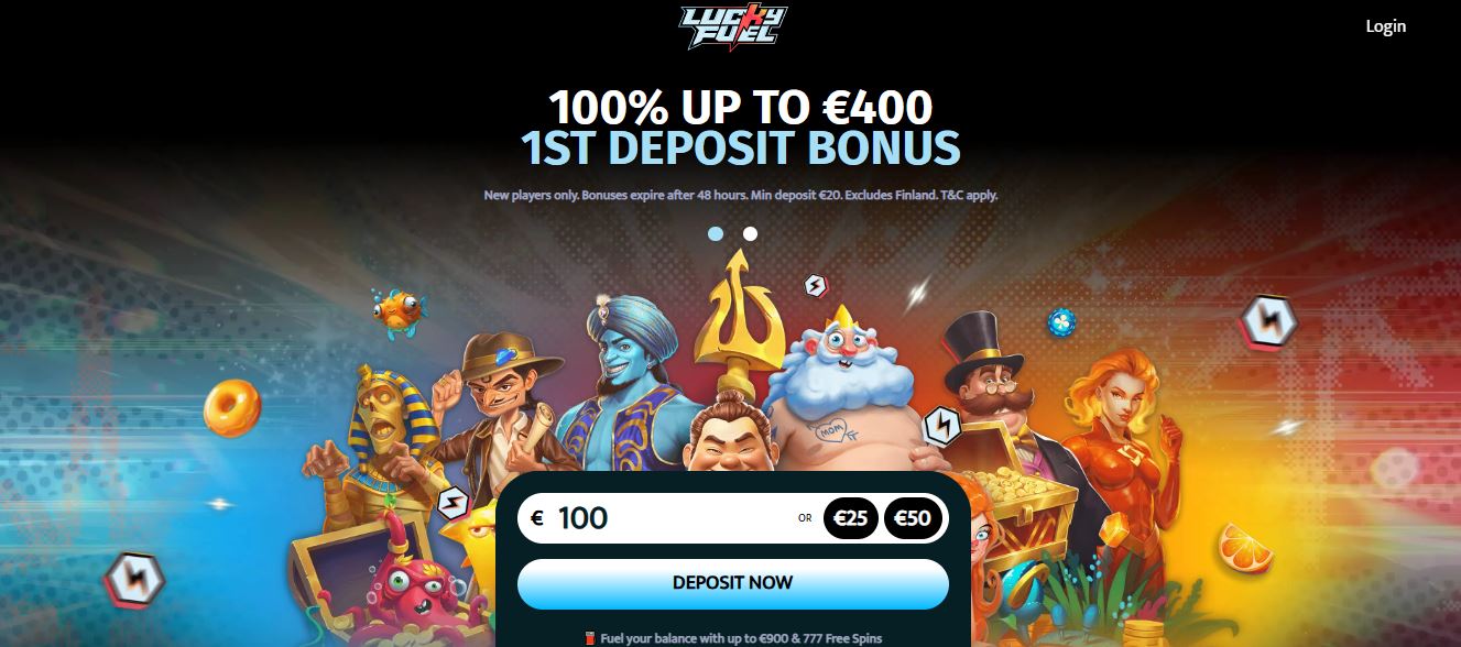 Hämta 100% förstadepositionsbonus upp till €400 på Lucky Fuel Casino och gör din insättning nu