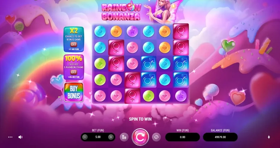 Spela Rainbow Bonanza slot.